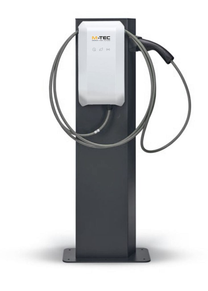 Eine effiziente Ladestation in elegantem Design in Weiß und Schwarz