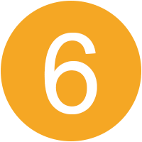 ein abgerundetes, orangefarbenes Symbol mit der Zahl 6 darauf